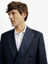 Navy double-breasted suit