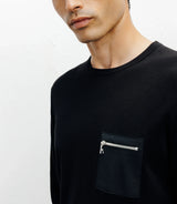 Pull manches longues col rond en maille noir
