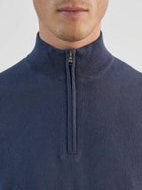Pull col zip indigo