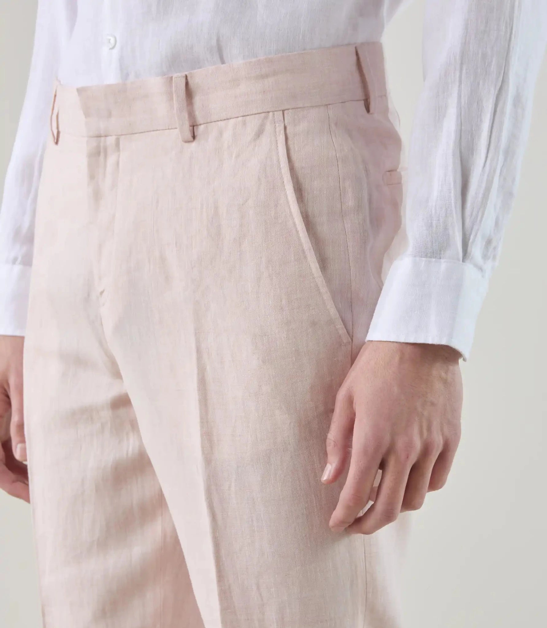 Pantalon ville 100% lin rose - IZAC