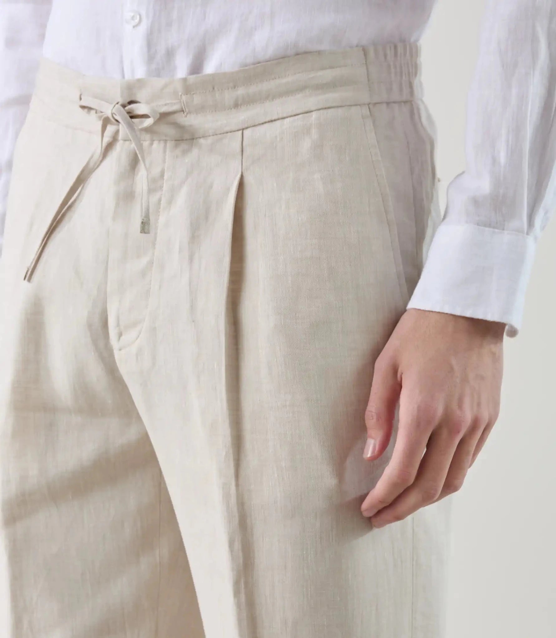 Pantalon ville 100 % lin beige - IZAC
