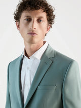 Light green, predominantly wool, two-button suit