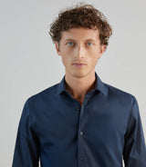 Chemise ville avec coudières marine - IZAC