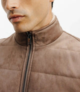 Taupe sleeveless down jacket