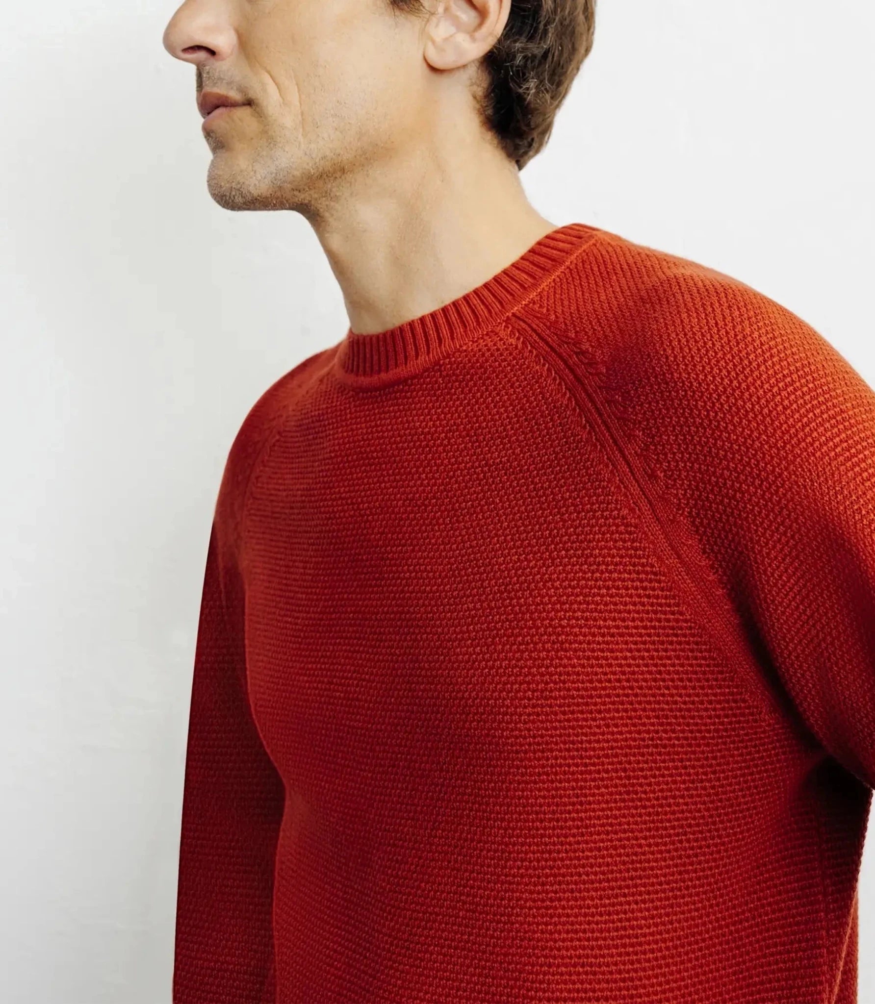 Pull col rond jeux de points rouge clair - IZAC