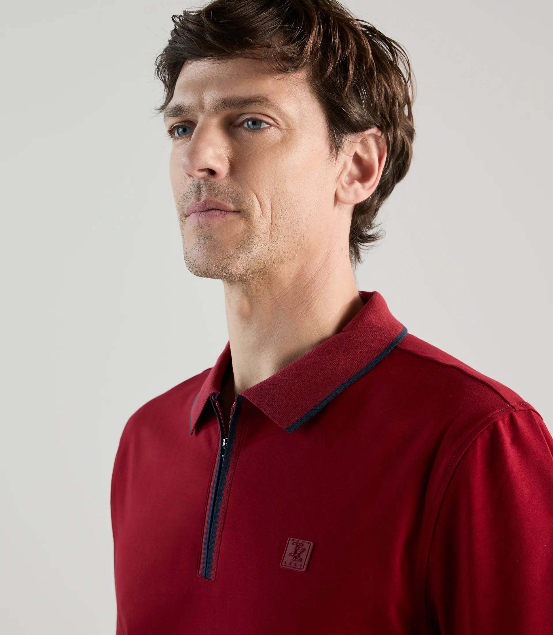Polo à col zippé rouge foncé - IZAC