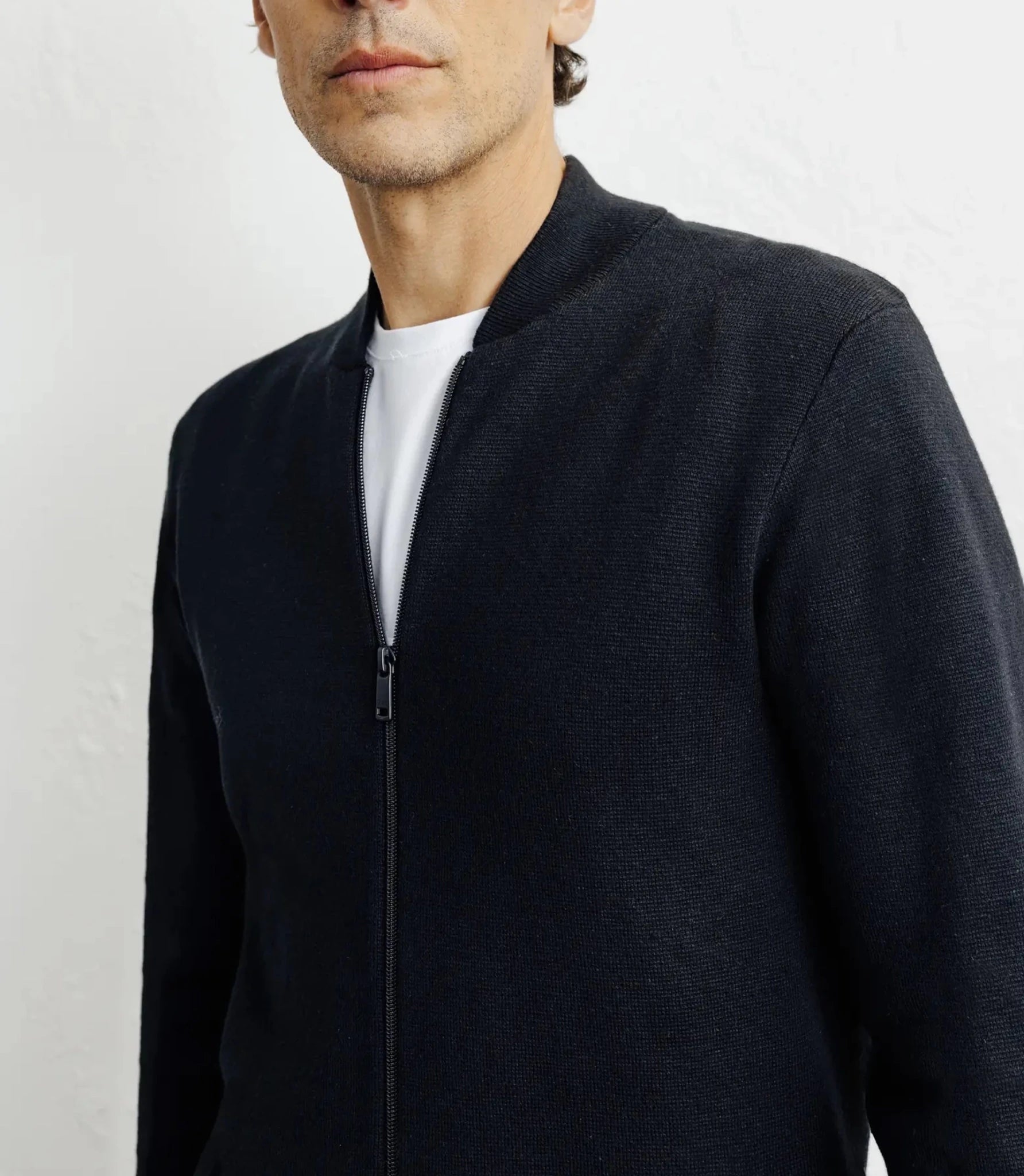 Cardigan zippé col teddy noir - IZAC