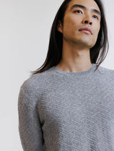 Pull jacquard col rond gris