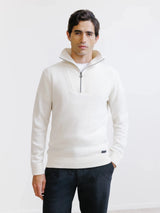 Ecru wool half-zip sweater