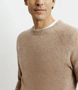 Beige round-neck wool sweater