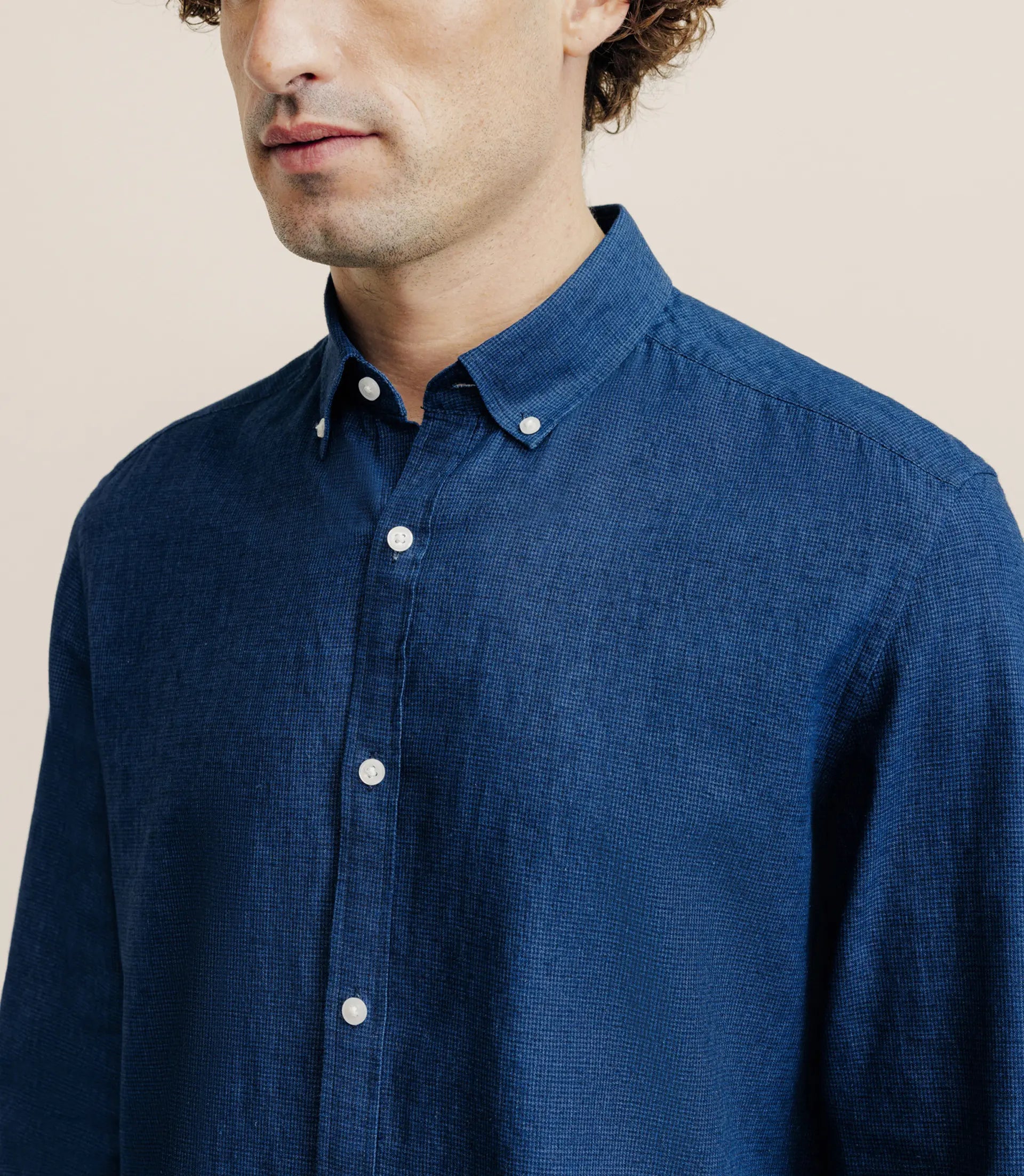 Chemise col boutonné marine - IZAC