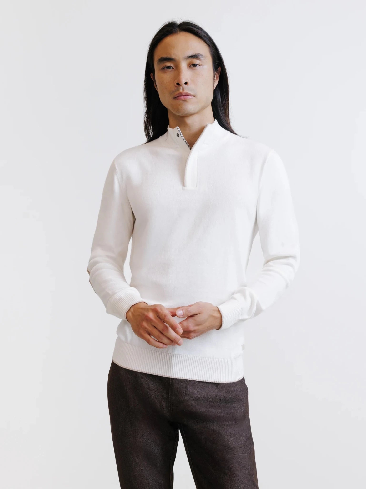 Pull col montant demi zippé écru - IZAC
