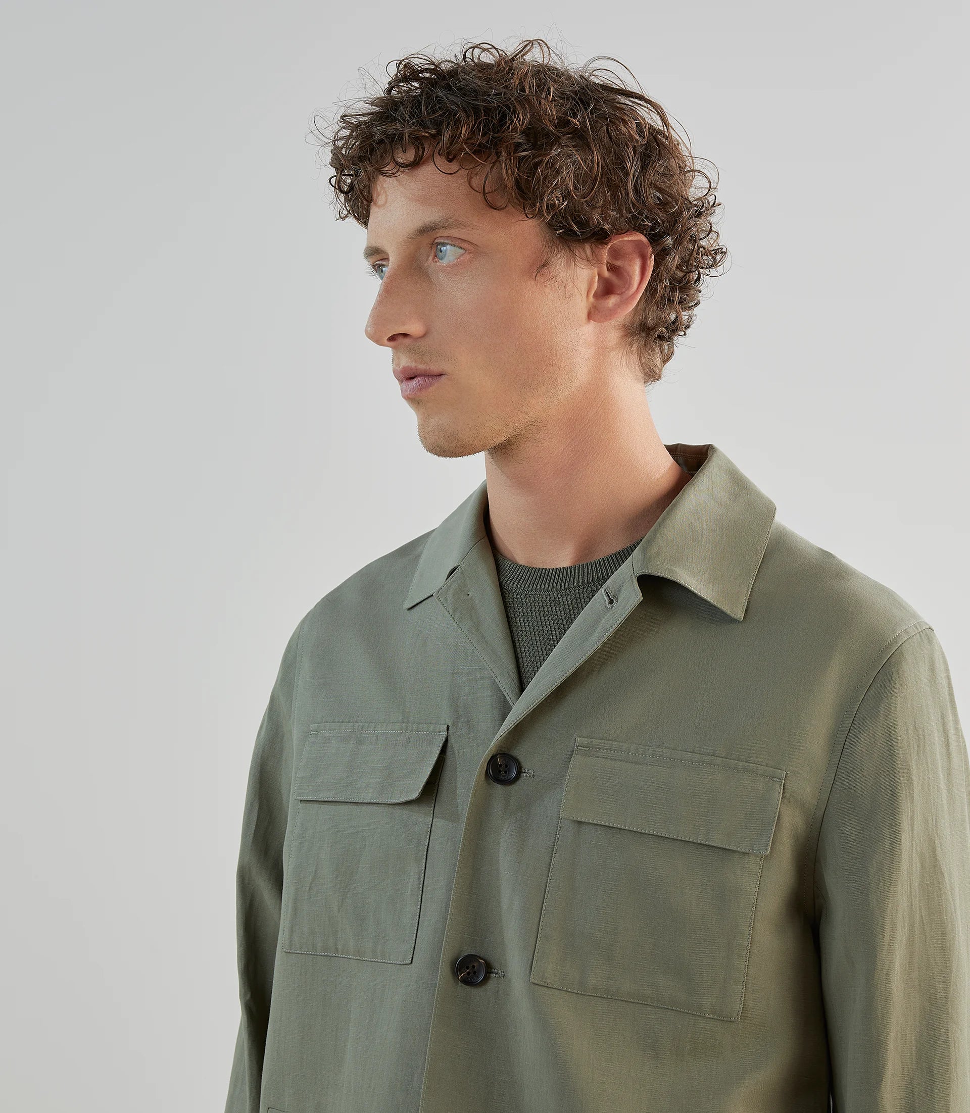 Veste casual col chemise kaki - IZAC