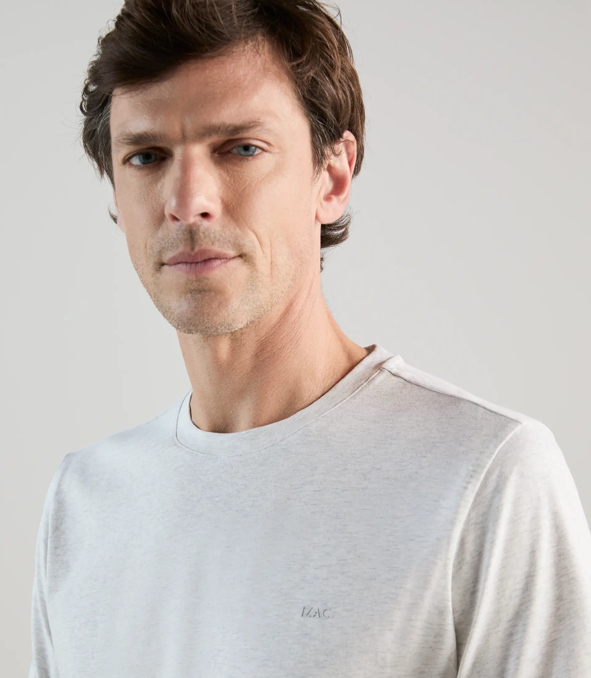 T-shirt col rond gris chiné