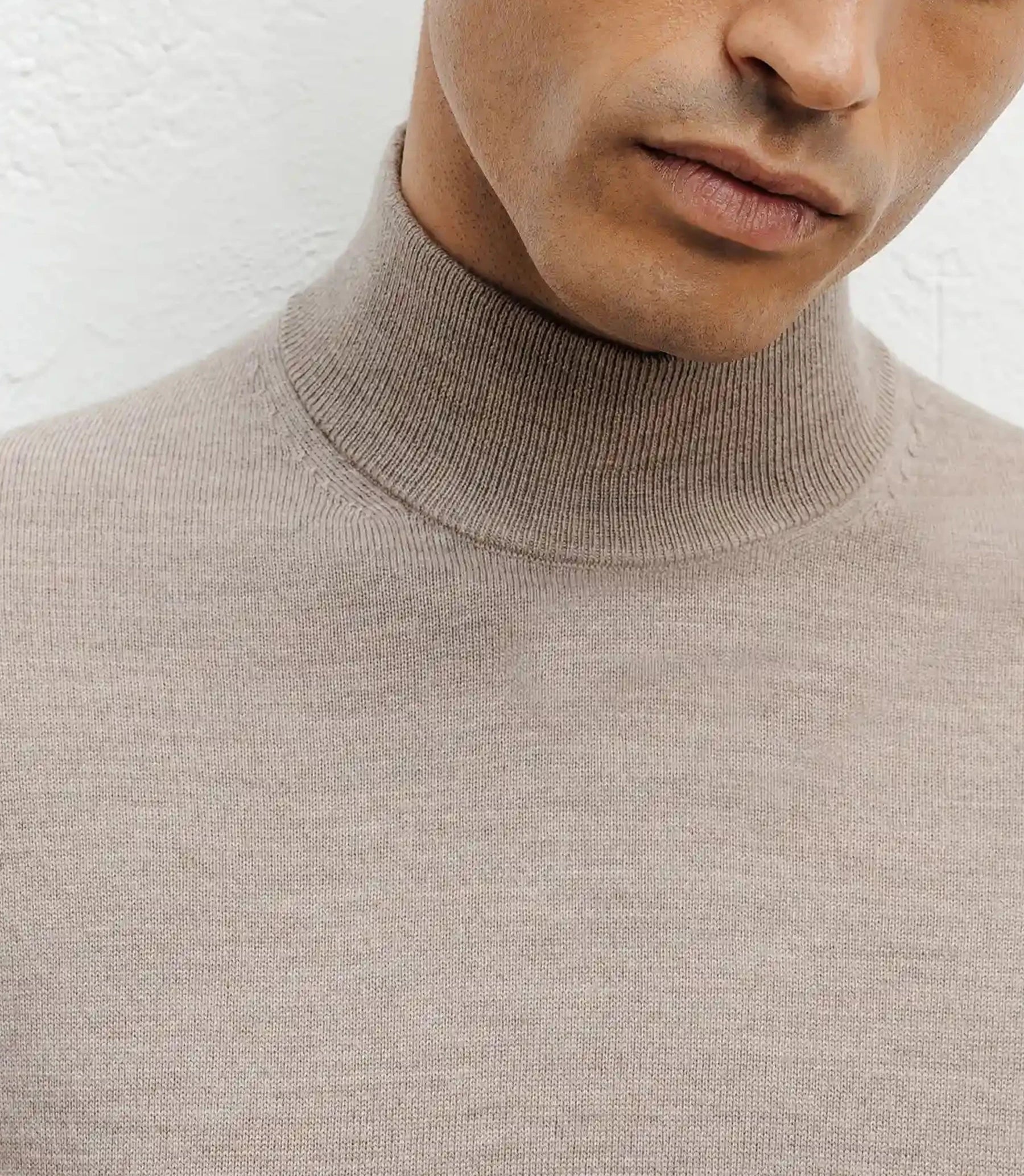 Beige mock-neck sweater