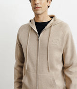 Beige mesh hoodie with zip fastening