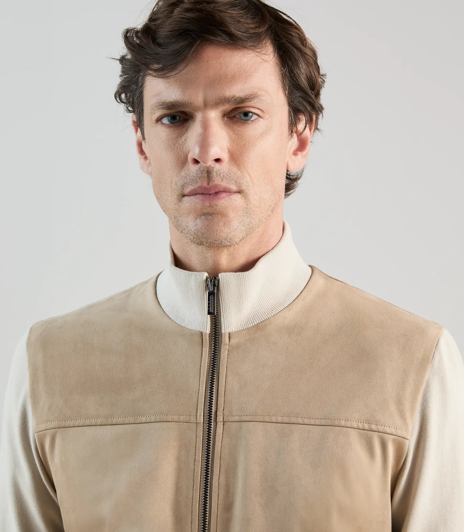 Gilet zip bi - matière beige - IZAC