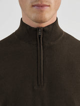 Pull col zip marron