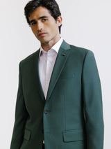 Two-button dark green wool-blend suit