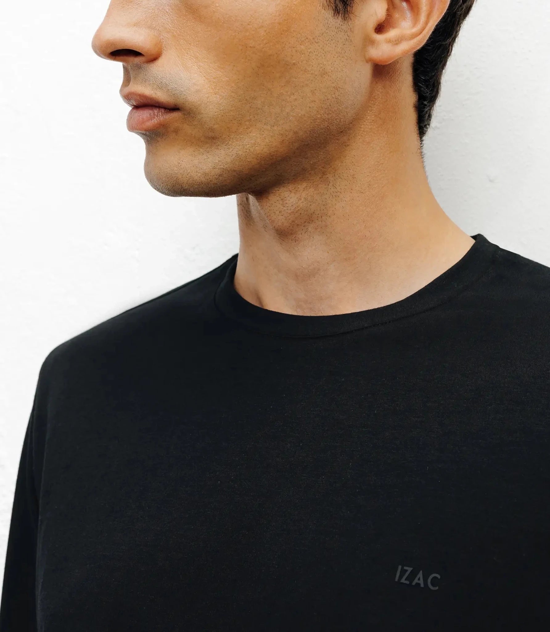 T-shirt col rond manches longues noir - IZAC