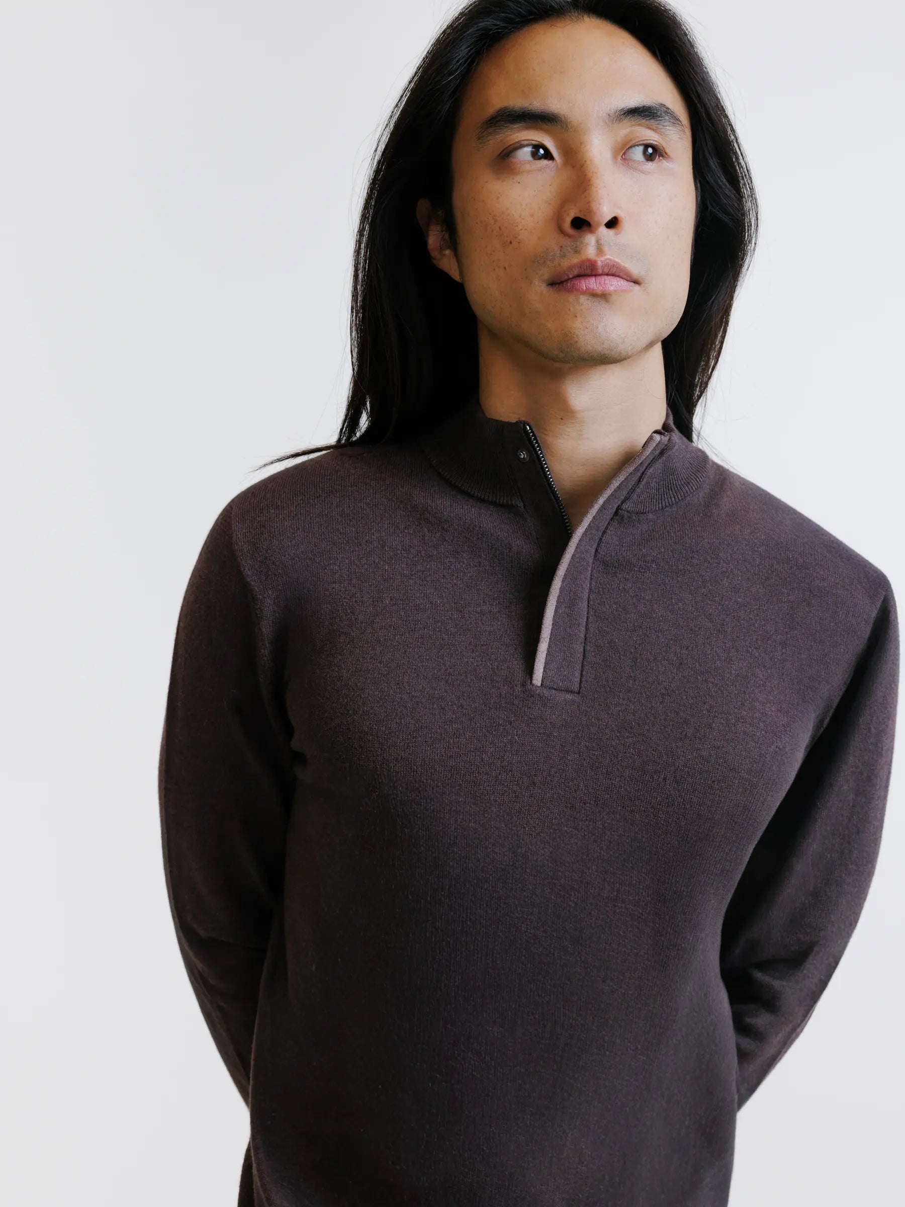 Brown high-neck sweater