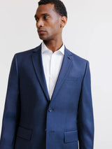2-button suit, mostly wool, denim blue