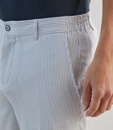 Pantalon ville en seersucker rayé bleu - IZAC