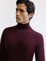 Burgundy merino wool turtleneck sweater