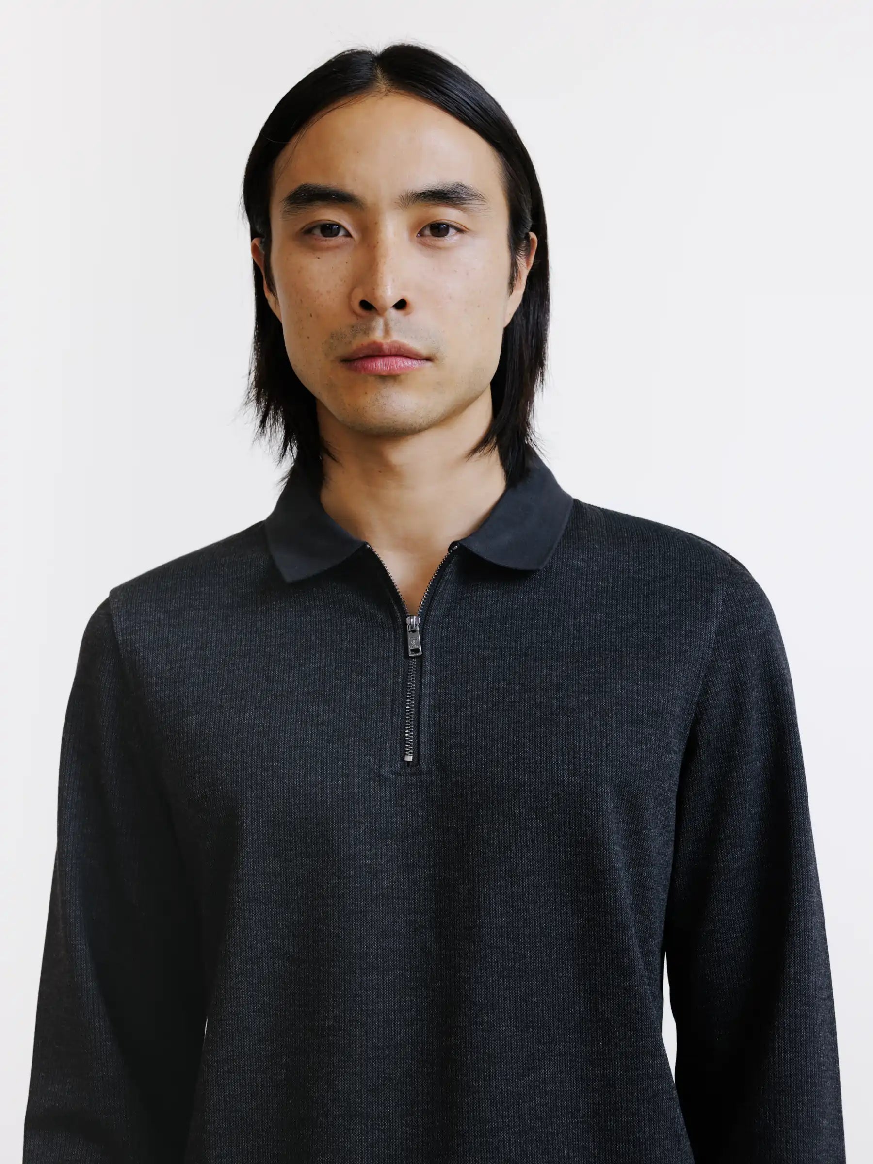 Polo zippé anthracite
