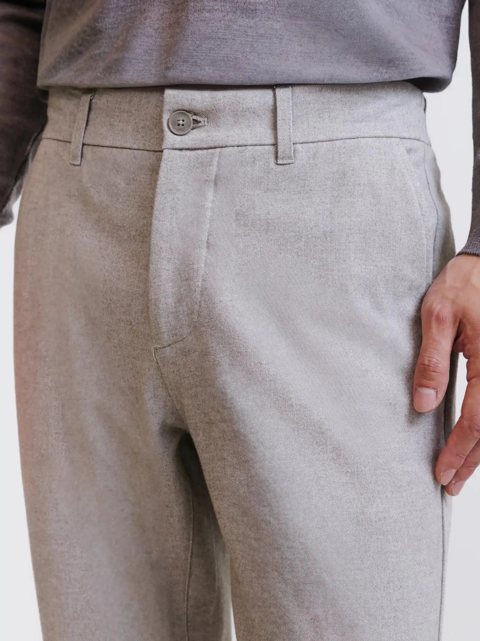 Pantalon flanelle beige clair - IZAC