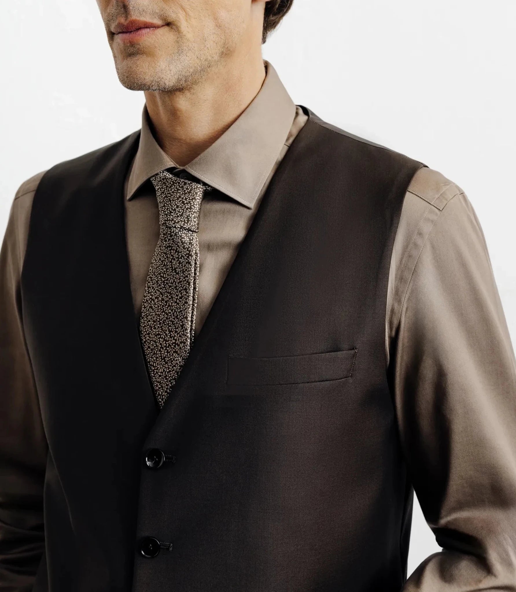 Gilet ville avec laine majoritaire marron - IZAC