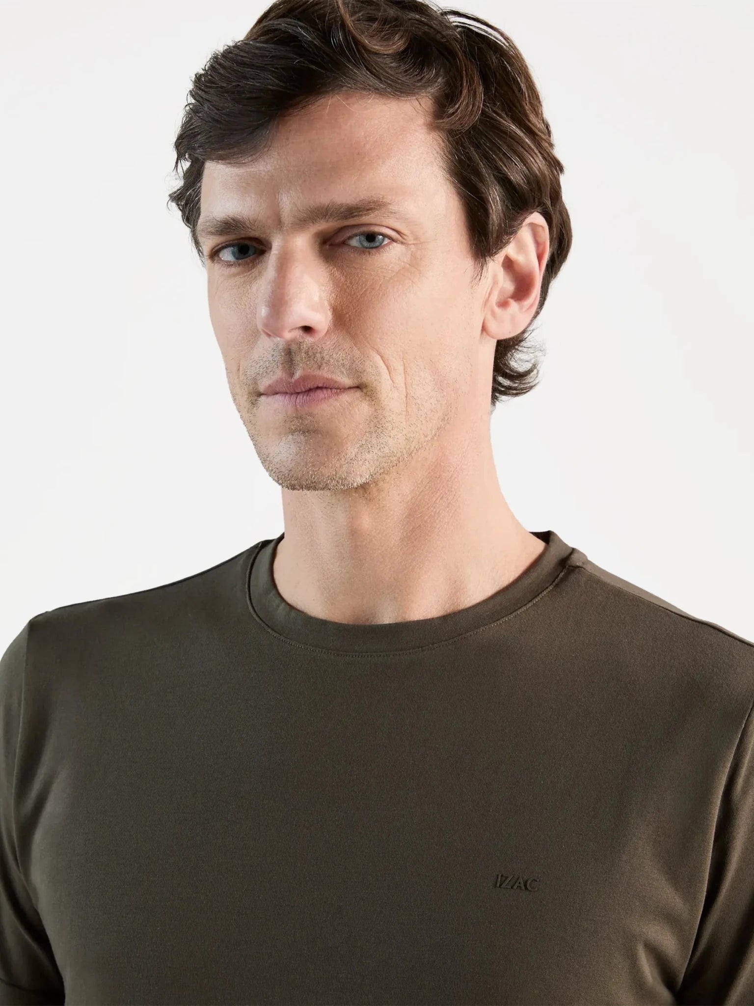 T-shirt col rond kaki foncé - IZAC