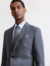 Two-button suit, 100% wool, medium grey
