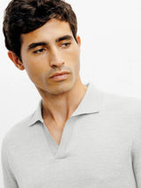 Pull col polo en laine mérinos gris - IZAC