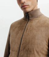 Gilet zip bi-matière chatain