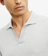 Pull col polo en laine mérinos gris