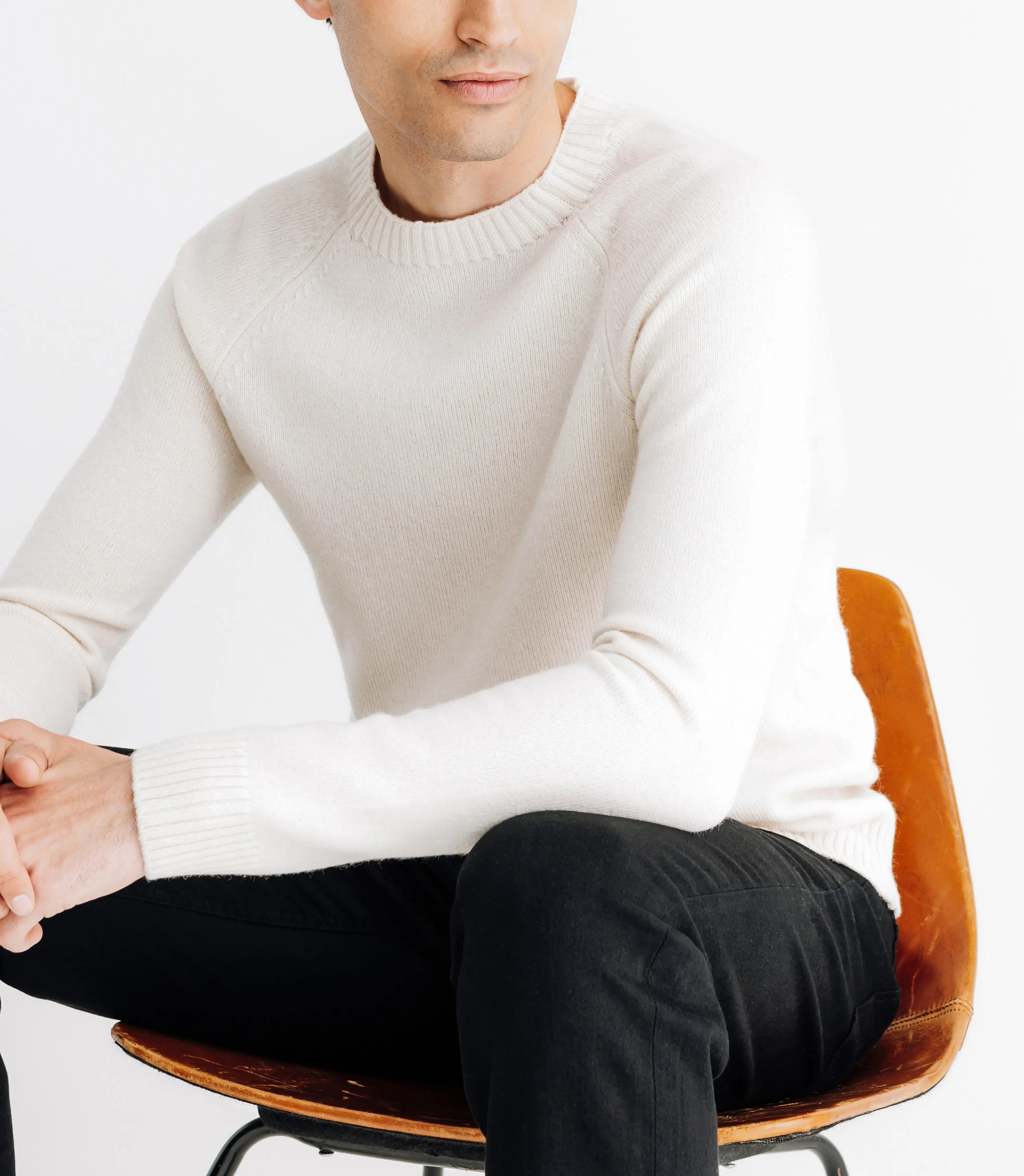 Pull lambswool col rond écru - IZAC