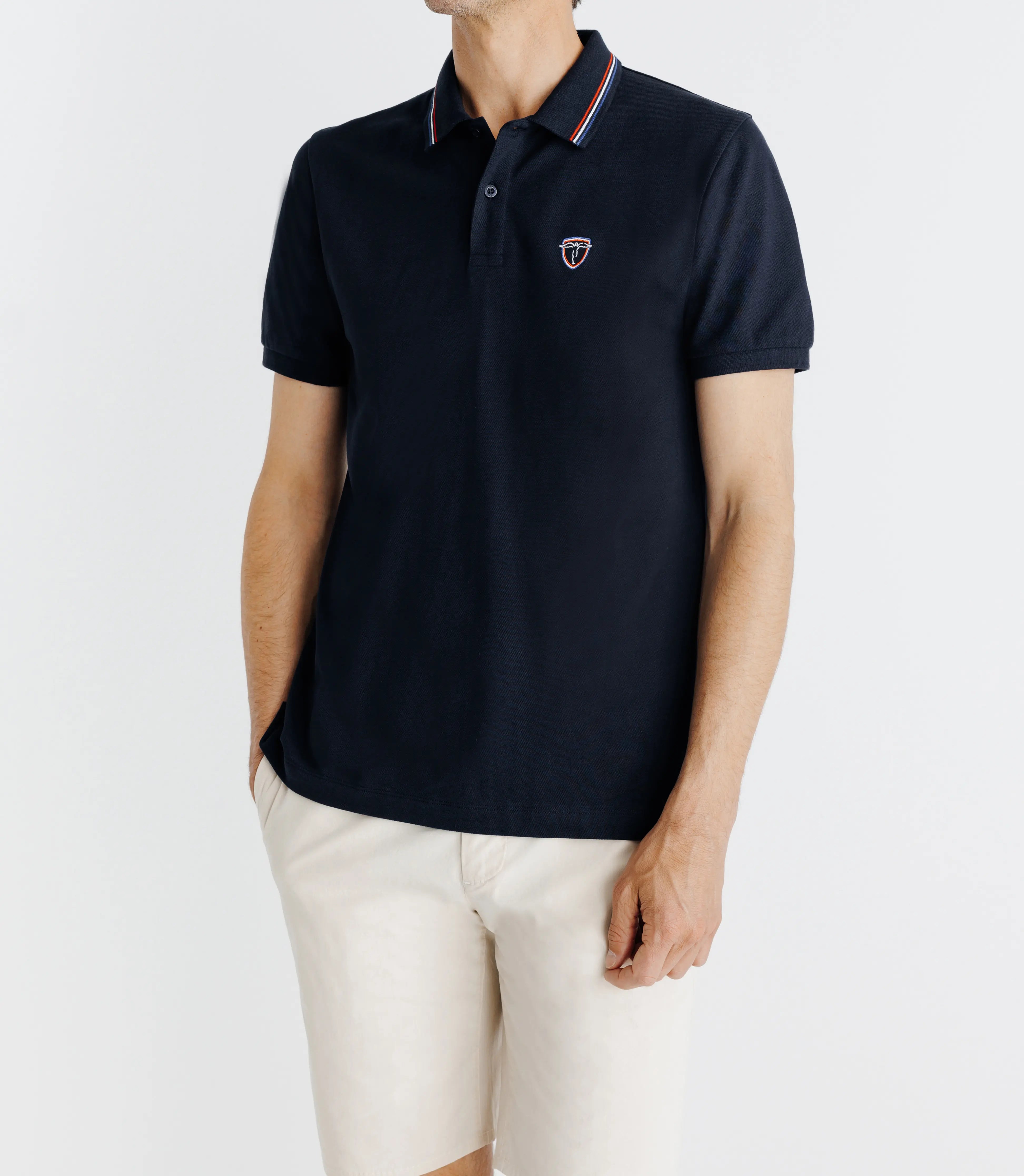 Polo piqué boutonné marine - IZAC