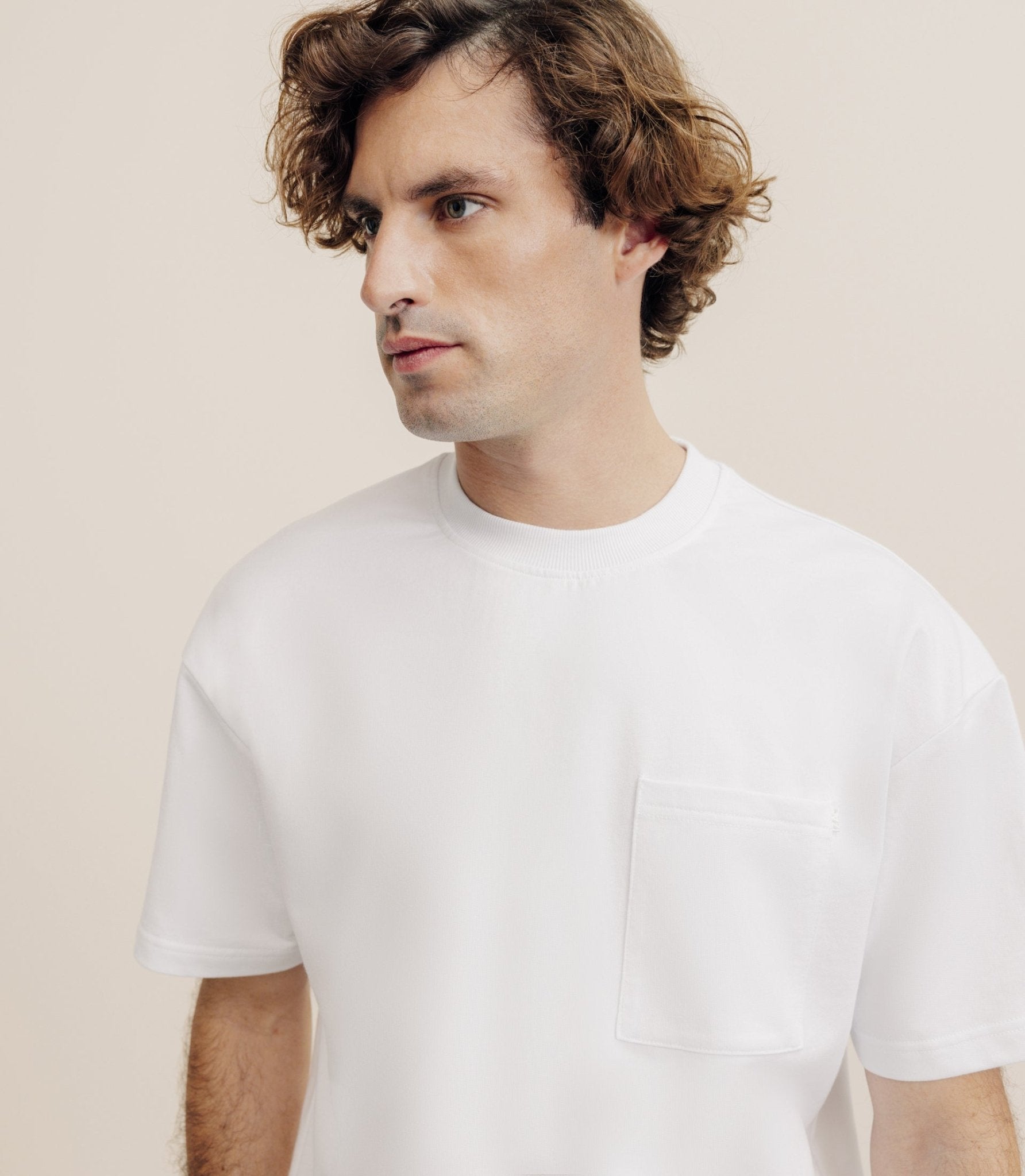 T-shirt uni oversize col rond blanc - IZAC