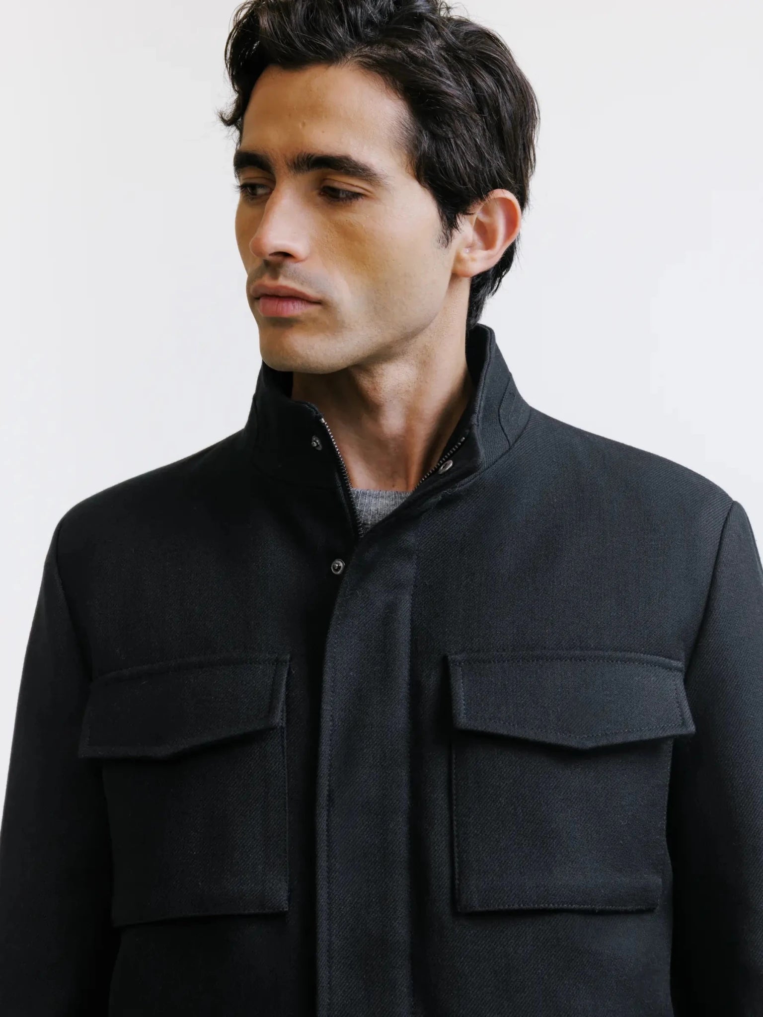 Parka courte à col montant noire - IZAC