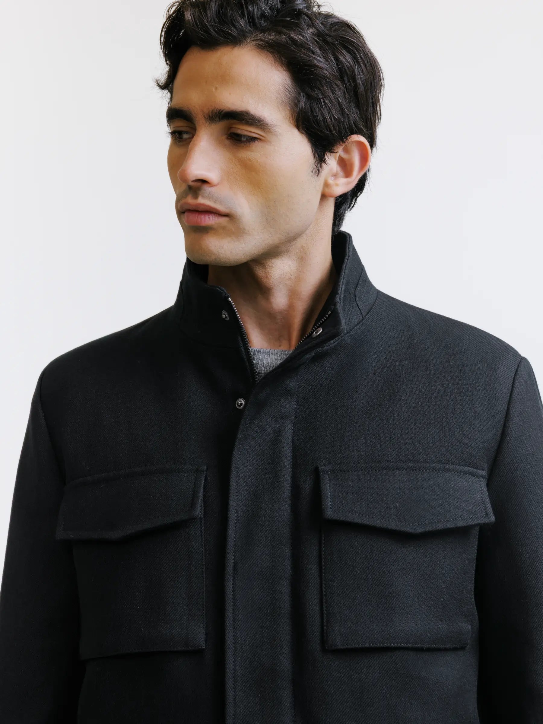 Parka courte à col montant noire