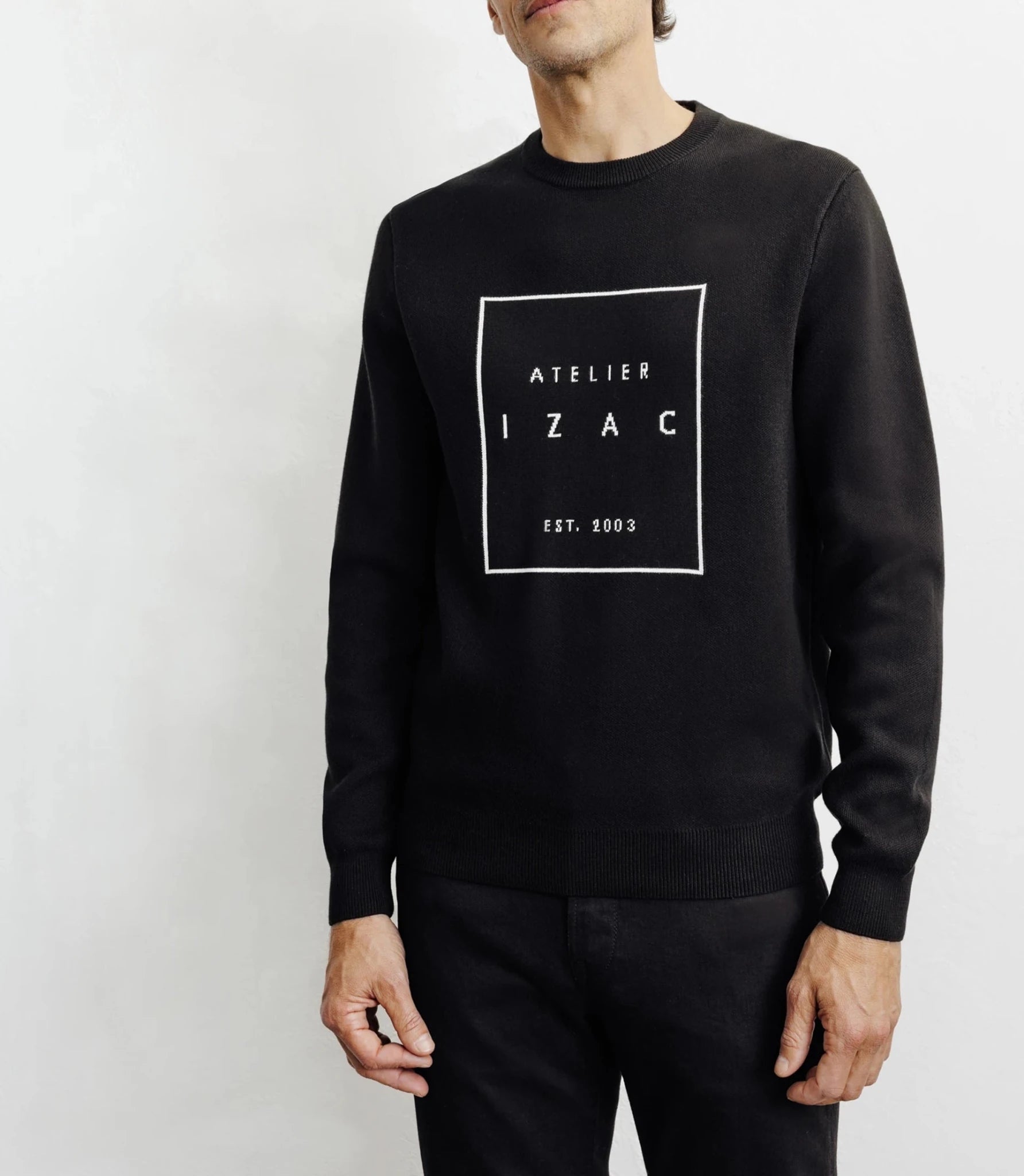Pull col rond fantaisie noir - IZAC