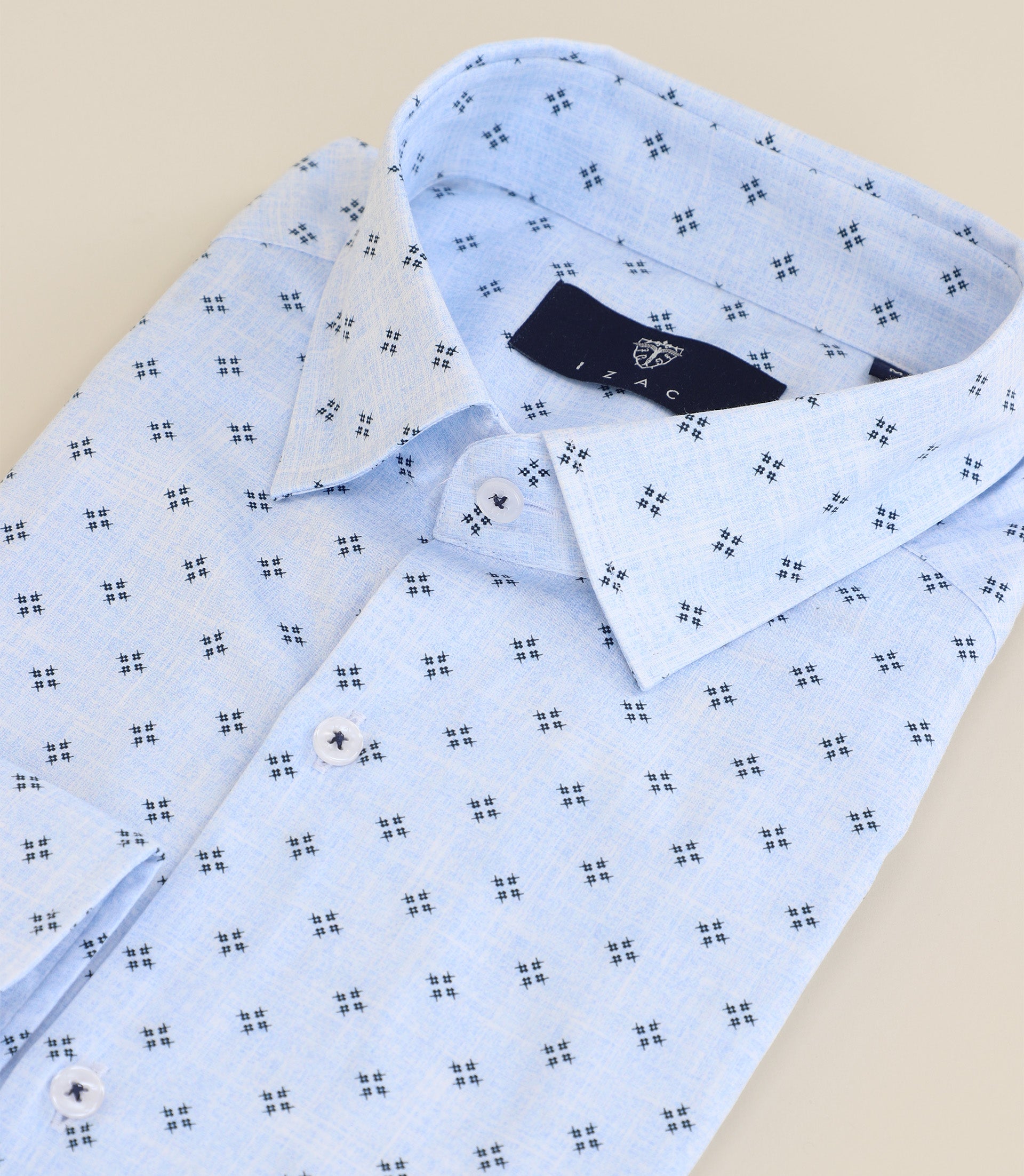 Chemise 100% coton col français bleue