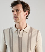 Polo en maille à rayures beige - IZAC
