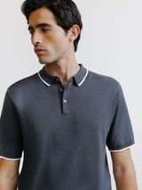 Charcoal knit polo shirt