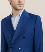 Costume croisé en laine mélangée bleu