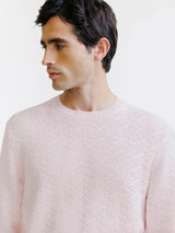 Pull jacquard col rond rose