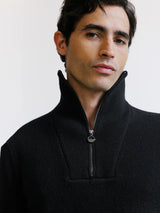 Pull en laine col camionneur noir