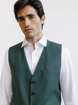 Gilet ville en laine majoritaire vert foncé