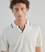 Polo col ouvert en maille écru - IZAC